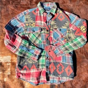 Polo Ralph Lauren Medium Patchwork Native Western Southwestern Aztec Shirt